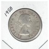 1958 Canadian Silver Half Dollar