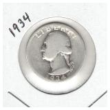 1934 Washington Silver Quarter