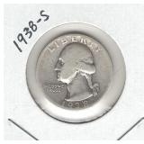 1938-S Washington Silver Quarter