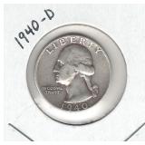 1940-D Washington Silver Quarter