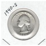 1940-S Washington Silver Quarter