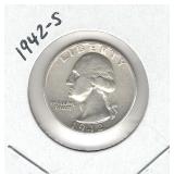 1942-S Washington Silver Quarter