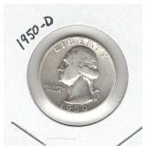 1950-D Washington Silver Quarter