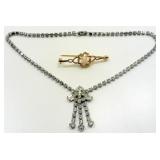 Vintage Opal Pin & Rhinestone Necklace Vintage Opal Pin & Rhinestone Necklace