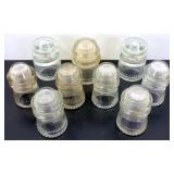 * 9 Vintage Clear Glass Insulators