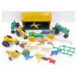 * Toy Tin Barn, Tractors, Farm Animals