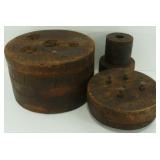 * 3 Vintage Wood Belt Pulleys