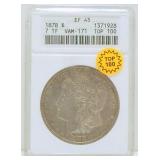 1878 Morgan Silver Dollar - 7TF, Reverse of 1878, 1878 Morgan Silver Dollar - 7TF, Reverse of 1878,