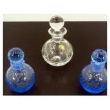 Pair of Blue Controlled Bubble Czechoslovakian Pair of Blue Controlled Bubble Czechoslovakian