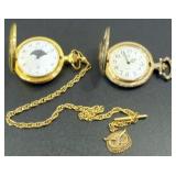 Lot of 2 Quartz Hunting Case Pocket Watches,