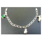 Sterling Silver Charm Bracelet with 3 Sterling