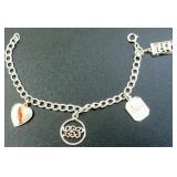 Sterling Silver Charm Bracelet with Four Sterling Sterling Silver Charm Bracelet with Four Sterling