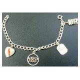 Sterling Silver Charm Bracelet with Four Sterling