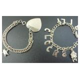 Pair of Silvertone Costume Charm Bracelets with