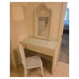 Wicker Vanity with mirror and chair , Vanity has