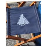 2 Nautical wood and canvas stools, 4 camping