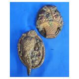 2 Hubley? Cast door knocker.  Parrot and flower