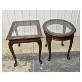 Pair Queen Anne Style mahogany , beveled glass