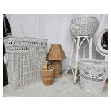 Wicker Lot - Hamper with lid, fern stand, wicker