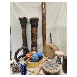 Instruments- steel drum, Python Tambourine,  2