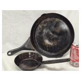 2 Antique Acme Camp Style  Metal Fry Pans , Chuck