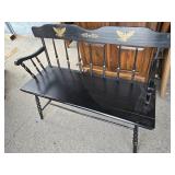 Black Settee Bench with Eagles stenciled on back