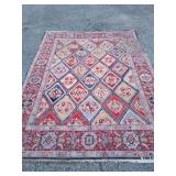 Vintage Nourison hand woven rug.  Geometric