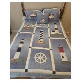 Custom made Lighthouse Quilt with matching
