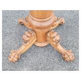 Oak table with Lions head abd claw foot pedestal