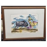 1977 Original Watercolor "Bullfighter "  by Cuban