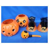 2 vintage Halloween party hats, 2 hard plastic