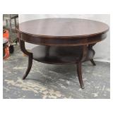 Mahogany Center Table measures 40"dia. 22"h look