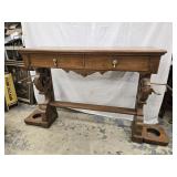 Walnut Eastlake  Entry Hall Lobby Wall Table with