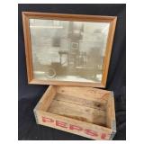 Pepsi-Cola wood advertising crate and