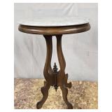 Victorian Walnut oval marble top lamp table