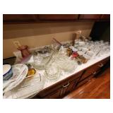 Glassware, serving dishes, cake plate, coffee