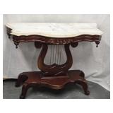 MCM Serpentine Marble top Lyre Base Wall Console