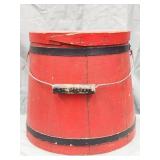 Wood firkin wire bail with wood grips.  10' H.