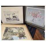 3 Pictures - Wallace Nutting hand coloed print "