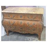 Louis XV 3 Drawer Marble top Bombay chest has
