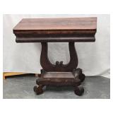 Antique American Empire Game table Lyre base,