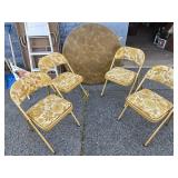 Round Folding Table and 4 folding chairs with