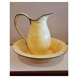 Stangl hand  painted pitcher and bowl set honey