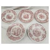 5 Spode plates Red andwhite - 3 Regencyand