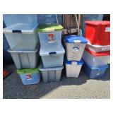 13 totes with  lids.  PICK UP ONLY. WILL NOT