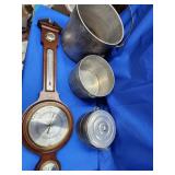 Howard Miller Barometer and 3 aluminum pots.