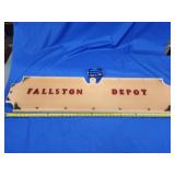 2 sided handcrafted sign "Fallston Depot" and