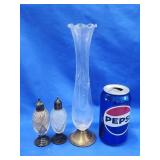 Sterling base bud vase weighted and pair of