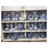 88 pcs of Churchill Blue Willow China.  Made in