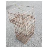 3 antique metal milk crates.   Look at the photos